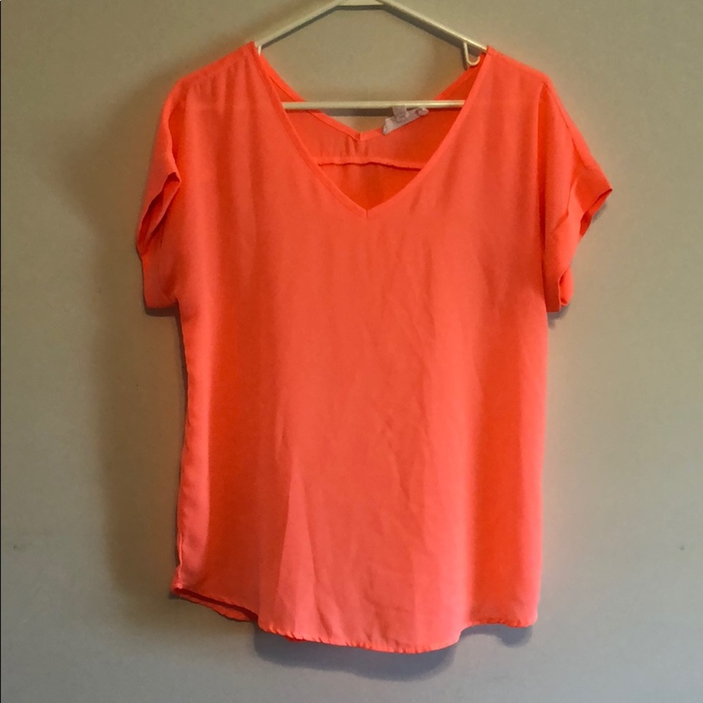 Neon Pink/Peach Hippie Rose Shirt